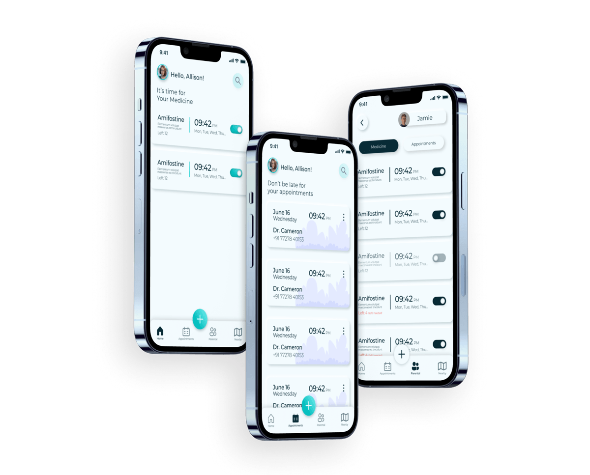 Remedi medication reminder app screens