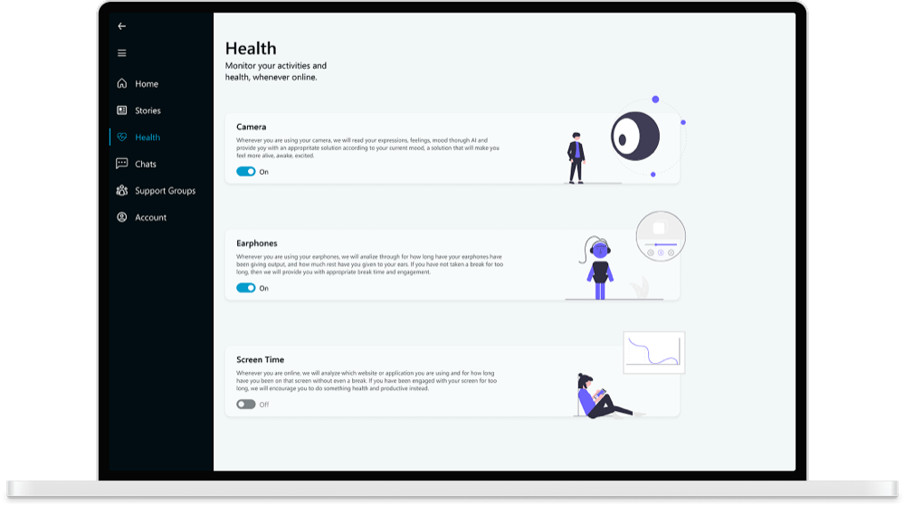 Jaya Health screen showing well-being nudges